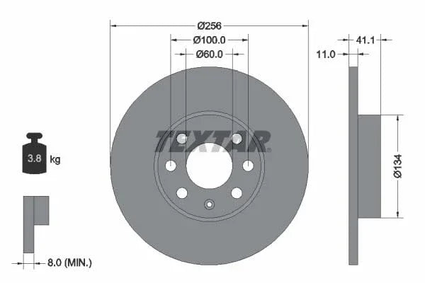Textar Front Brake Disc Solid 92091700 256mm - image 3