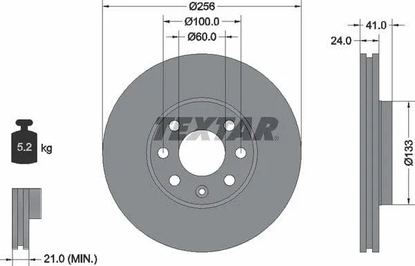 Textar Front Coated Brake Disc Pro Vented 92091803 256mm - image 4