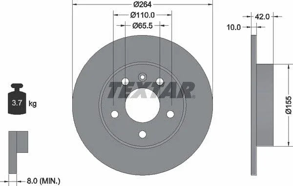 Textar Rear Brake Disc Pro Solid 92092103 264mm - image 4