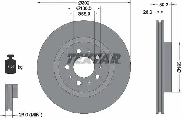 Textar Front Brake Disc Vented 92092300 302mm - image 4