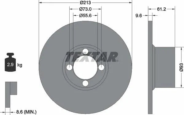 Textar Front Brake Disc Solid 92092600 213mm - image 4