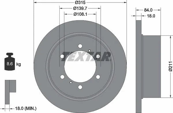 Textar Rear Brake Disc Solid 92093100 315mm - image 4