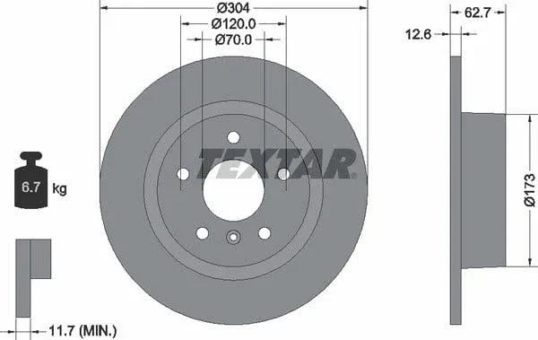 Textar Rear Brake Disc Pro Solid 92095203 304mm - image 4