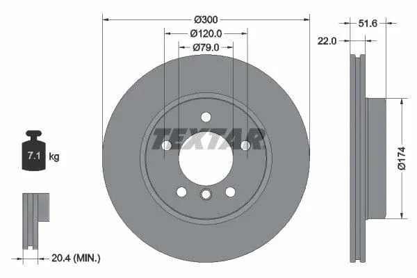 Textar Front Coated High-Carbon Brake Disc Pro+ Vented 92097205 300mm - image 3