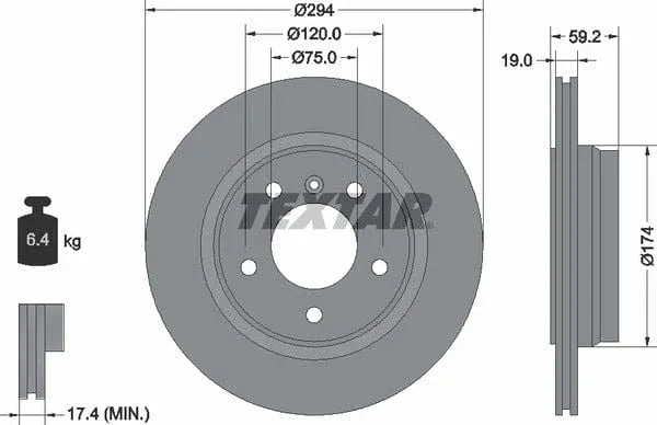Textar Rear Brake Disc Pro Vented 92097303 294mm - image 4