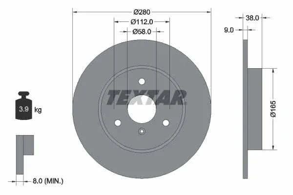 Textar Front Coated Brake Disc Pro Solid 92097603 280mm - image 3