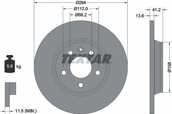 Textar Rear Brake Disc Pro Solid 92098103 294mm - image 4