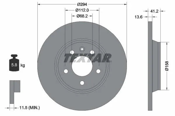 Textar Rear Brake Disc Pro Solid 92098103 294mm - image 3