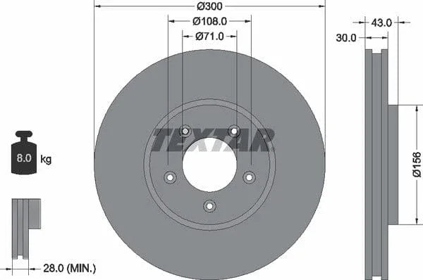 Textar Front Coated Brake Disc Pro Vented 92099003 300mm - image 4