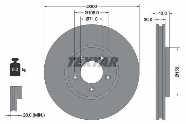 Textar Front Coated Brake Disc Pro Vented 92099003 300mm - image 3