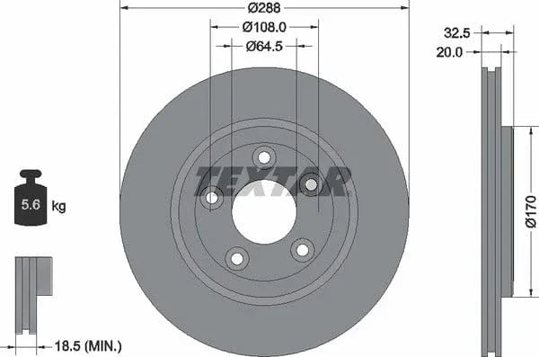 Textar Rear Brake Disc Vented 92099100 288mm - image 4