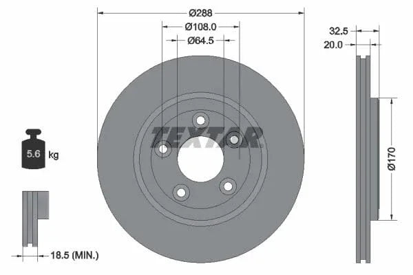 Textar Rear Brake Disc Vented 92099100 288mm - image 3