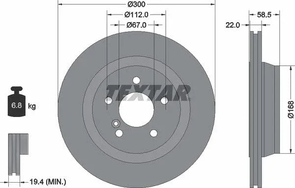 Textar Rear Brake Disc Pro Vented 92099503 300mm - image 4