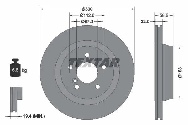 Textar Rear Brake Disc Pro Vented 92099503 300mm - image 3