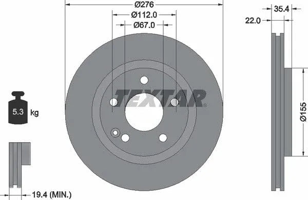 Textar Front Coated Brake Disc Pro Vented 92099603 276mm - image 4