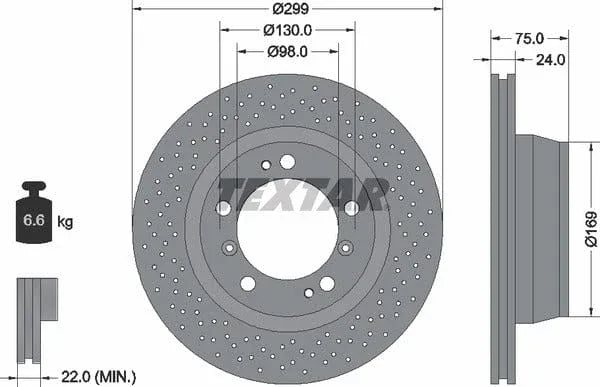 Textar Rear Brake Disc Pro+ Perforated Vented 92100107 299mm - image 4