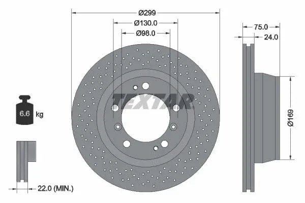 Textar Rear Brake Disc Pro+ Perforated Vented 92100107 299mm - image 3