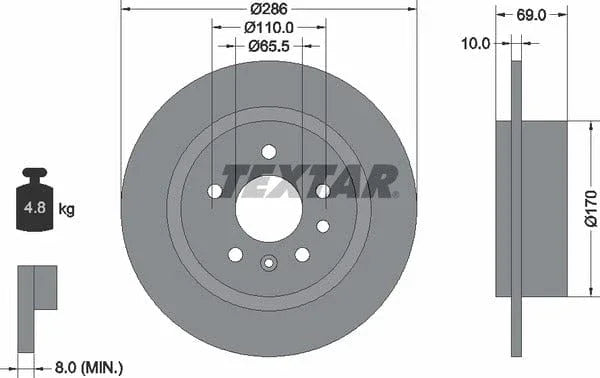 Textar Rear Brake Disc Solid 92100200 286mm - image 4