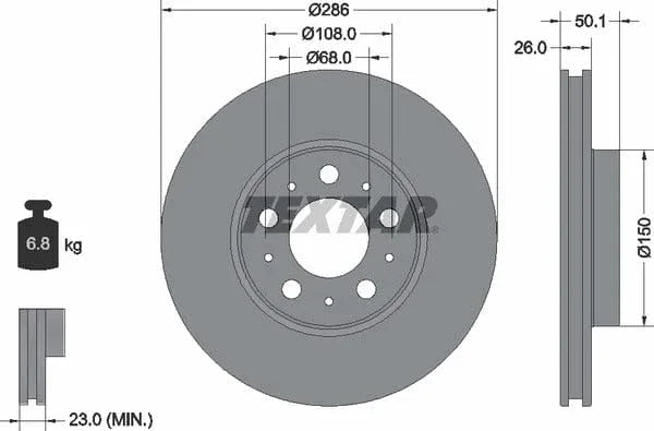 Textar Front Coated Brake Disc Pro Vented 92100503 286mm - image 4