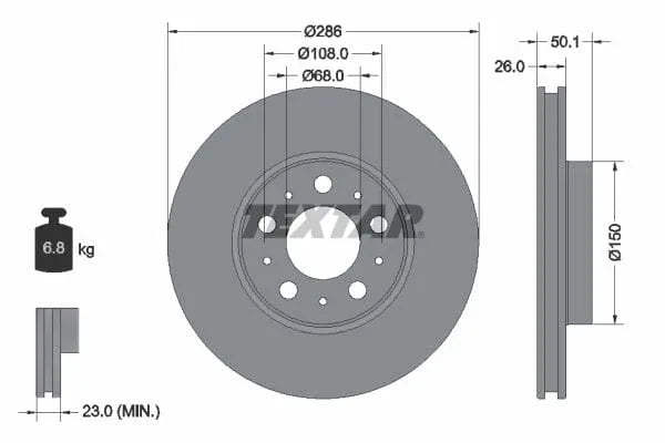 Textar Front Coated Brake Disc Pro Vented 92100503 286mm - image 3