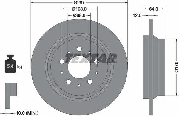 Textar Rear Brake Disc Pro Solid 92100703 287mm - image 4