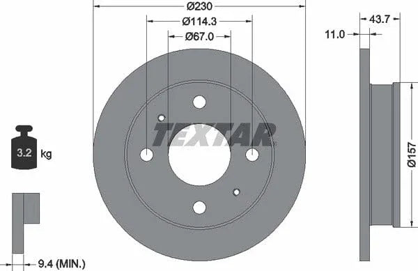Textar Front Brake Disc Solid 92102800 230mm - image 4