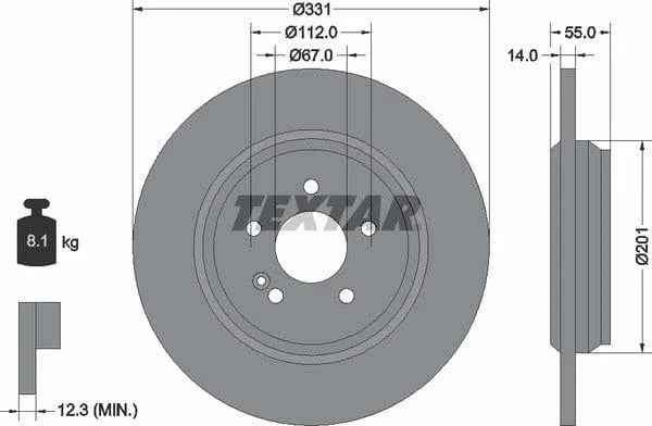 Textar Rear Brake Disc Pro Solid 92103303 331mm - image 4