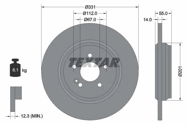 Textar Rear Brake Disc Pro Solid 92103303 331mm - image 3