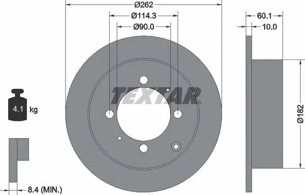 Textar Rear Brake Disc Solid 92104000 262mm - image 4