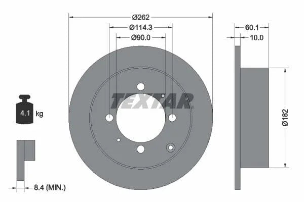 Textar Rear Brake Disc Solid 92104000 262mm - image 3