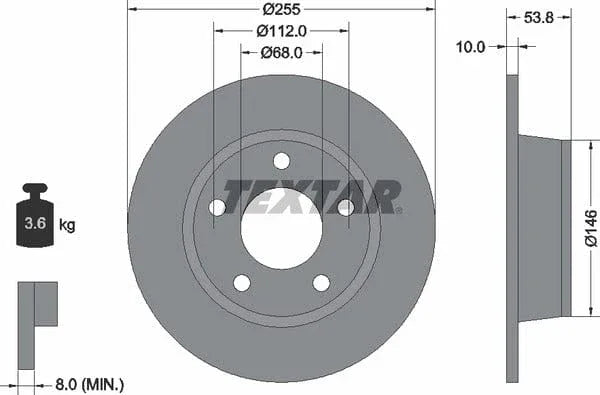 Textar Rear Brake Disc Pro Solid 92104103 255mm - image 4