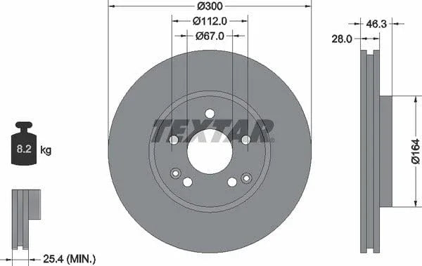 Textar Front Coated High-Carbon Brake Disc Pro+ Vented 92106005 300mm - image 4