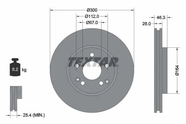 Textar Front Coated High-Carbon Brake Disc Pro+ Vented 92106005 300mm - image 3