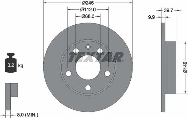 Textar Rear Brake Disc Pro Solid 92106203 245mm - image 4
