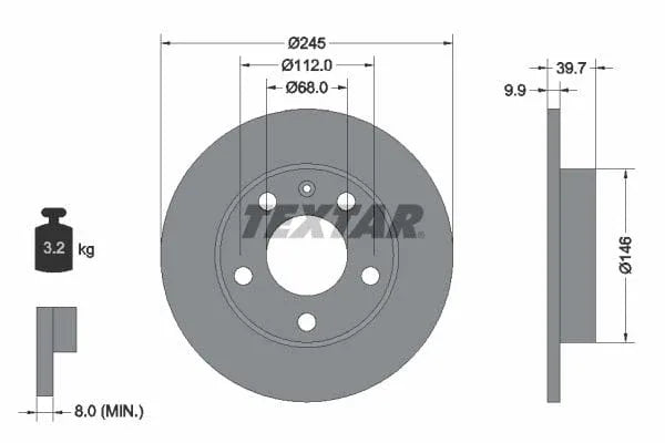 Textar Rear Brake Disc Pro Solid 92106203 245mm - image 3