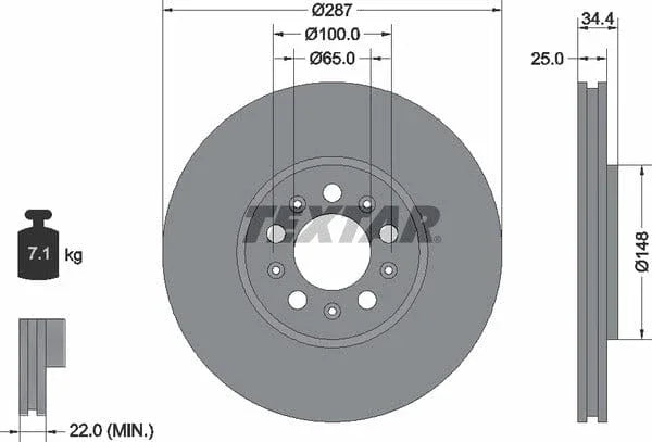 Textar Front Coated Brake Disc Pro Vented 92106603 287mm - image 4