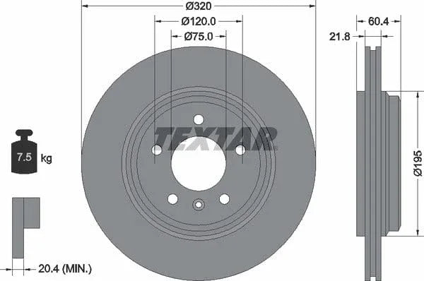 Textar Rear Brake Disc Pro Vented 92107003 320mm - image 4