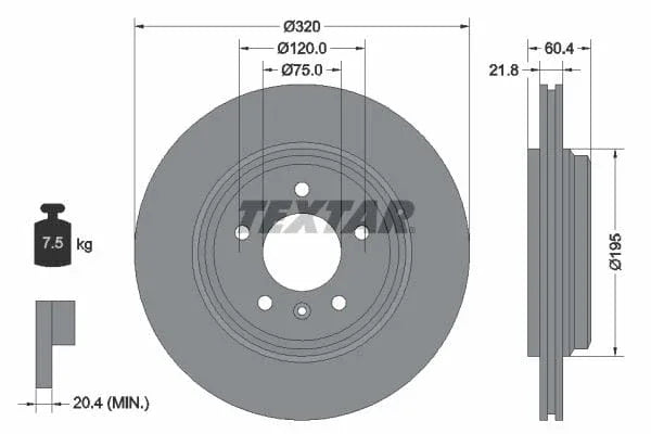 Textar Rear Brake Disc Pro Vented 92107003 320mm - image 3