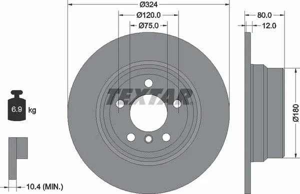 Textar Rear Brake Disc Pro Solid 92107403 324mm - image 4