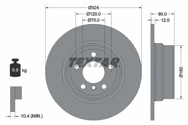 Textar Rear Brake Disc Pro Solid 92107403 324mm - image 3