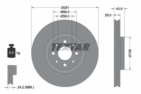 Textar Front Coated Brake Disc Pro Vented 92107703 281mm - image 3