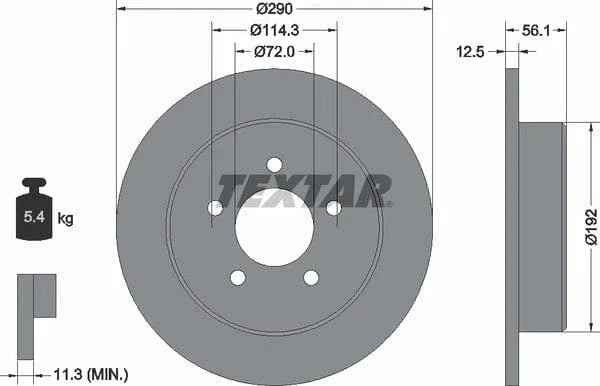 Textar Rear Brake Disc Solid 92108400 290mm - image 4