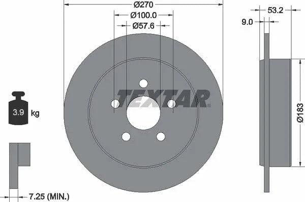 Textar Rear Brake Disc Solid 92108600 270mm - image 4