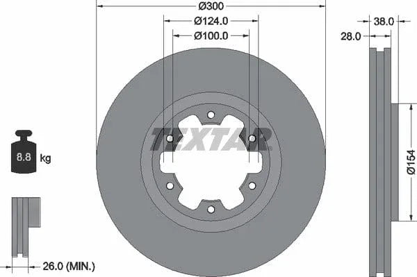 Textar Front Brake Disc Vented 92109500 300mm - image 4