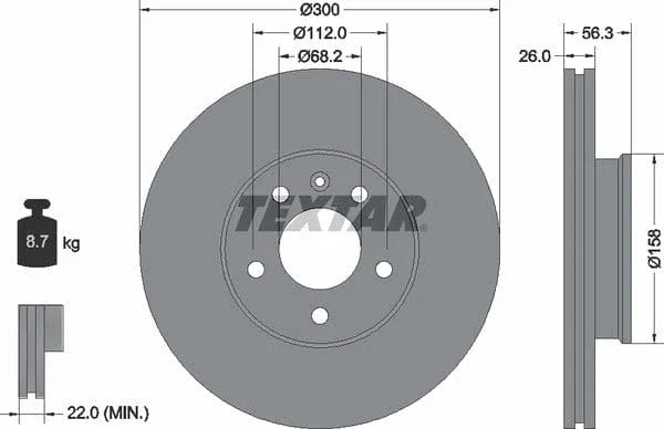 Textar Front Coated Brake Disc Pro Vented 92109803 300mm - image 4