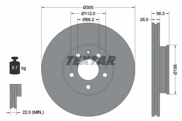 Textar Front Coated Brake Disc Pro Vented 92109803 300mm - image 3
