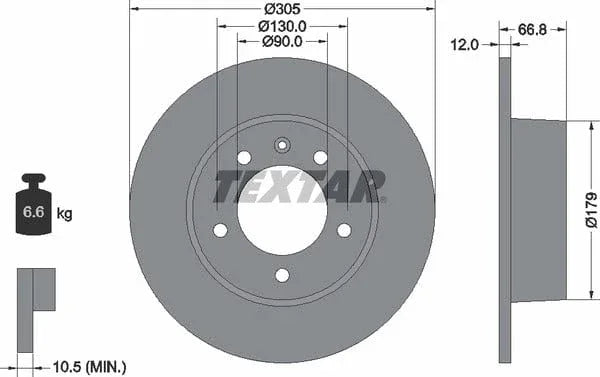 Textar Rear Brake Disc Pro Solid 92111203 305mm - image 4