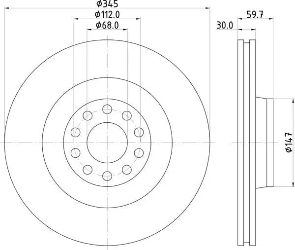 Textar Front Coated High-Carbon Brake Disc Pro+ Vented 92112505 345mm - image 4