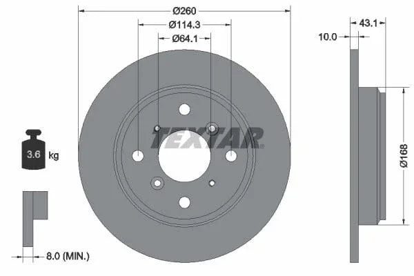 Textar Rear Brake Disc Solid 92114300 260mm - image 3