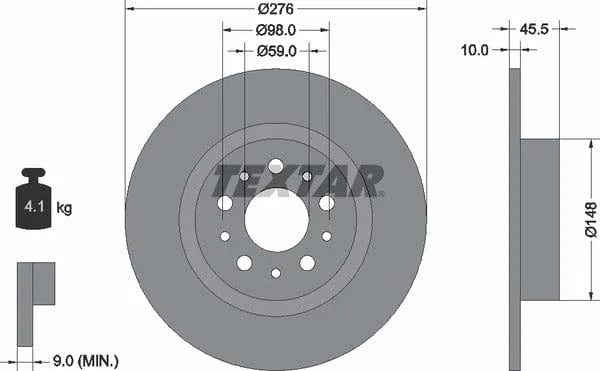 Textar Rear Brake Disc Pro Solid 92114703 276mm - image 4